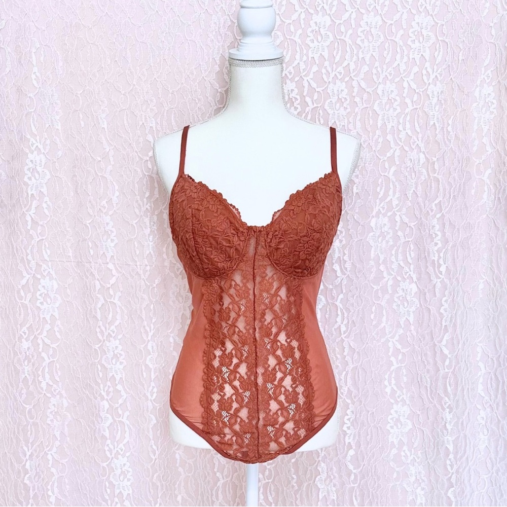 Bozzolo Lace & Mesh Bodysuit – Size 2XL, Brown